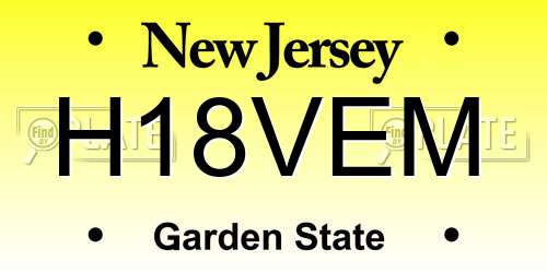 H18VEM New Jersey License Plate
