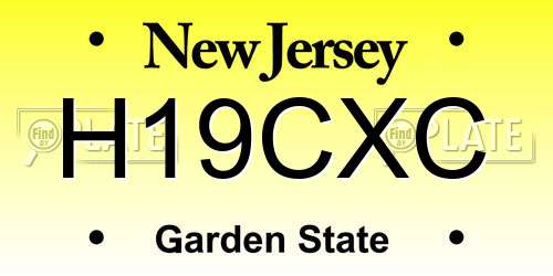 H19CXC New Jersey License Plate