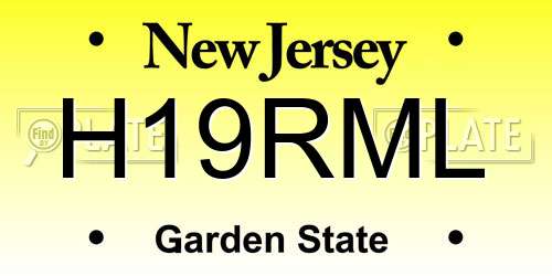 H19RML New Jersey License Plate