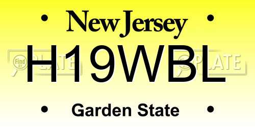 H19WBL New Jersey License Plate