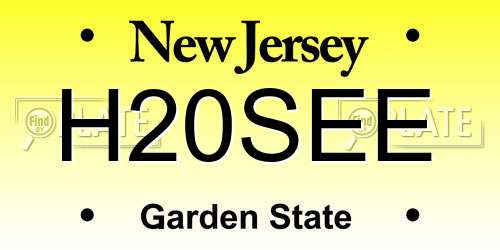 H20SEE New Jersey License Plate