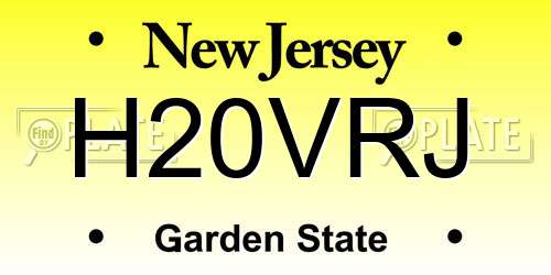 H20VRJ New Jersey License Plate