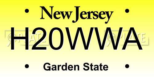H20WWA New Jersey License Plate