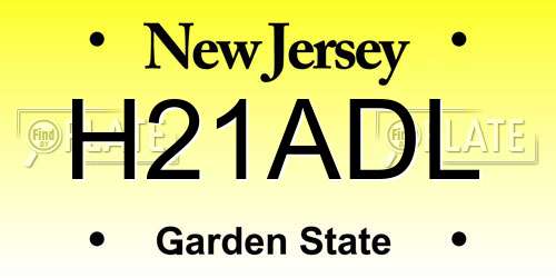 H21ADL New Jersey License Plate