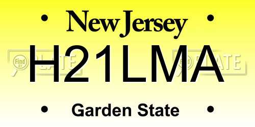 H21LMA New Jersey License Plate
