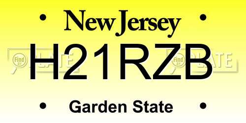 H21RZB New Jersey License Plate