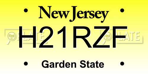 H21RZF New Jersey License Plate