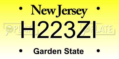 H223ZI New Jersey License Plate