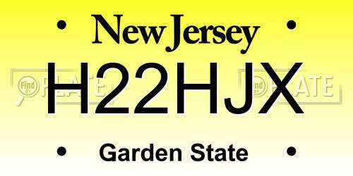 H22HJX New Jersey License Plate