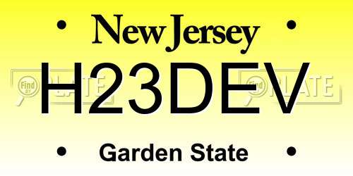 H23DEV New Jersey License Plate
