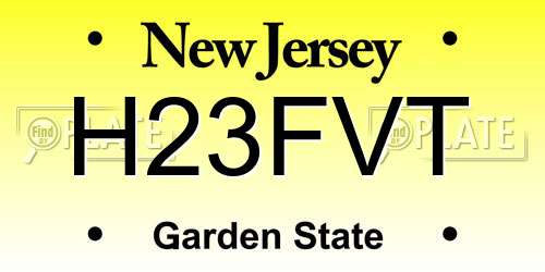 H23FVT New Jersey License Plate