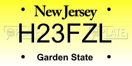 H23FZL New Jersey License Plate