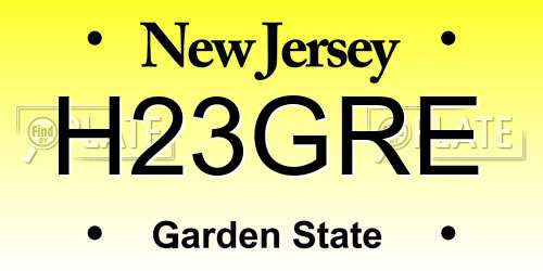 H23GRE New Jersey License Plate
