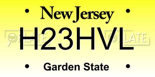 H23HVL New Jersey License Plate