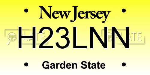 H23LNN New Jersey License Plate