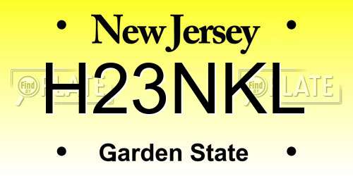 H23NKL New Jersey License Plate