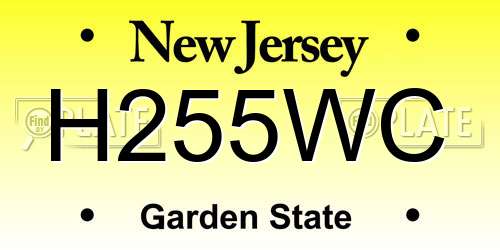 H255WC New Jersey License Plate