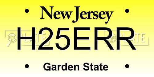H25ERR New Jersey License Plate