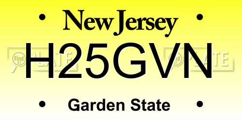 H25GVN New Jersey License Plate
