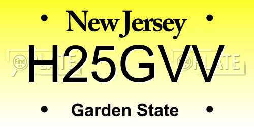 H25GVV New Jersey License Plate