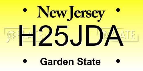 H25JDA New Jersey License Plate
