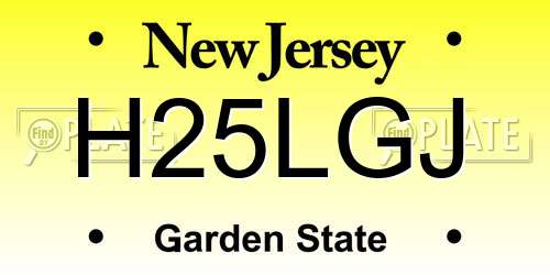 H25LGJ New Jersey License Plate
