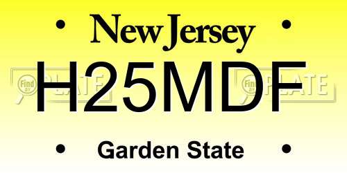 H25MDF New Jersey License Plate