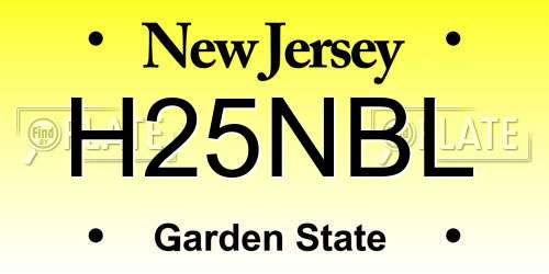 H25NBL New Jersey License Plate
