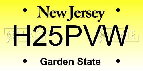 H25PVW New Jersey License Plate