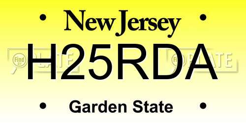 H25RDA New Jersey License Plate