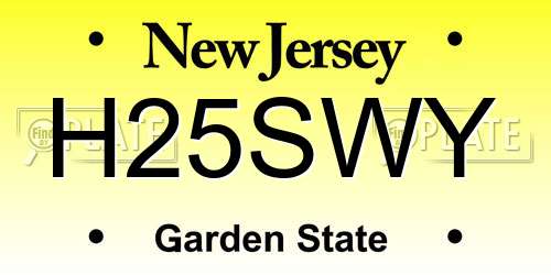 H25SWY New Jersey License Plate