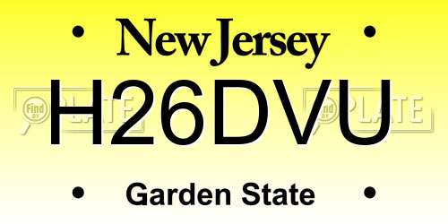 H26DVU New Jersey License Plate