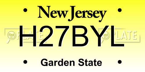 H27BYL New Jersey License Plate