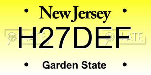 H27DEF New Jersey License Plate