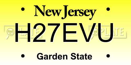 H27EVU New Jersey License Plate