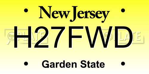 H27FWD New Jersey License Plate