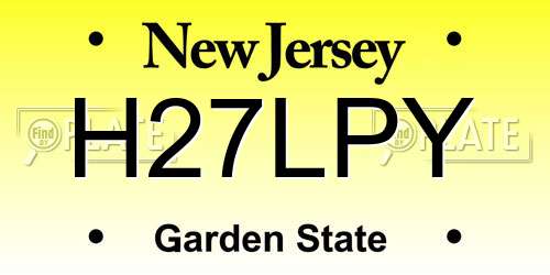H27LPY New Jersey License Plate
