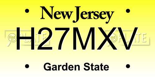 H27MXV New Jersey License Plate