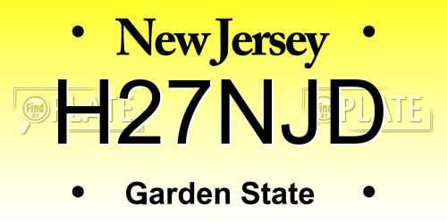 H27NJD New Jersey License Plate