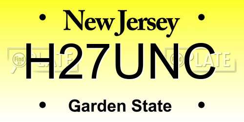H27UNC New Jersey License Plate