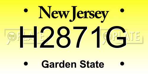 H2871G New Jersey License Plate