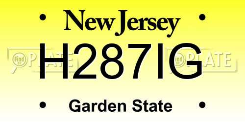 H287IG New Jersey License Plate