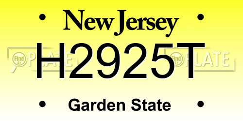 H2925T New Jersey License Plate