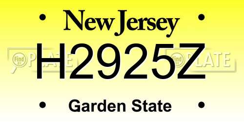 H2925Z New Jersey License Plate