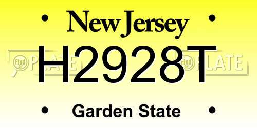 H2928T New Jersey License Plate
