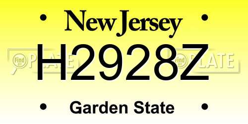 H2928Z New Jersey License Plate