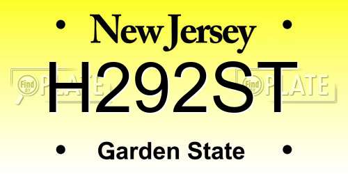 H292ST New Jersey License Plate