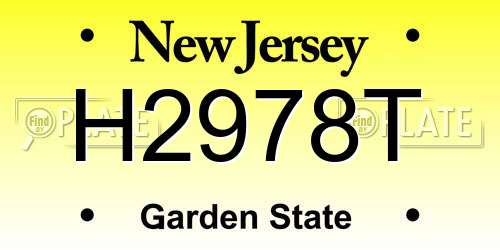 H2978T New Jersey License Plate
