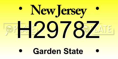H2978Z New Jersey License Plate
