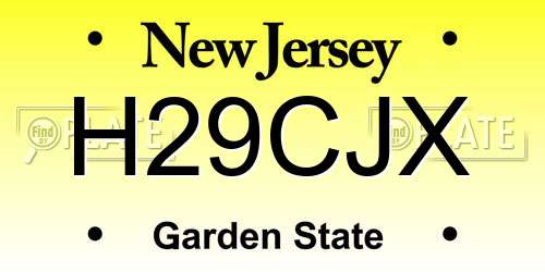 H29CJX New Jersey License Plate
